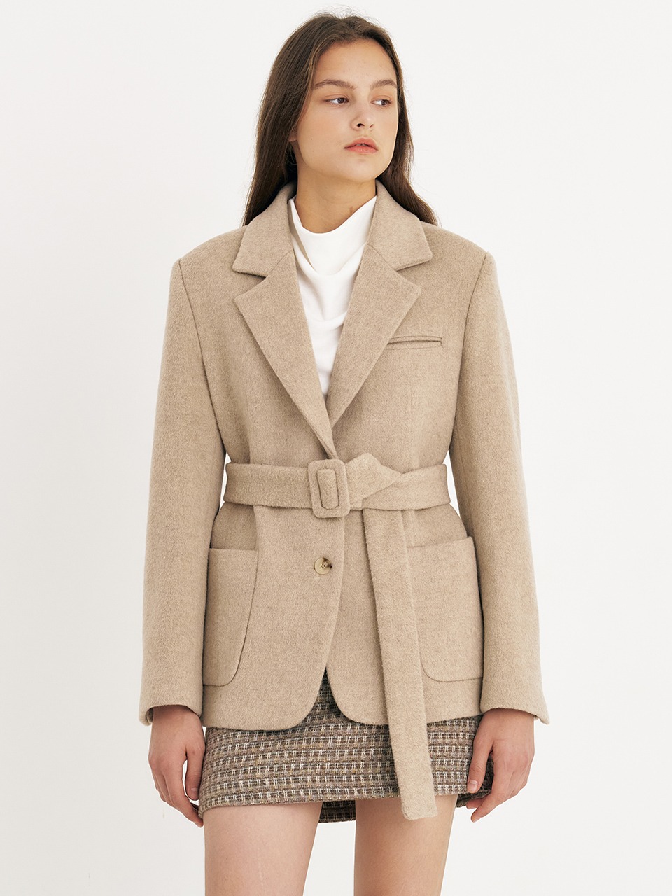 comos&#039;605 Belted Wool Jacket (beige)