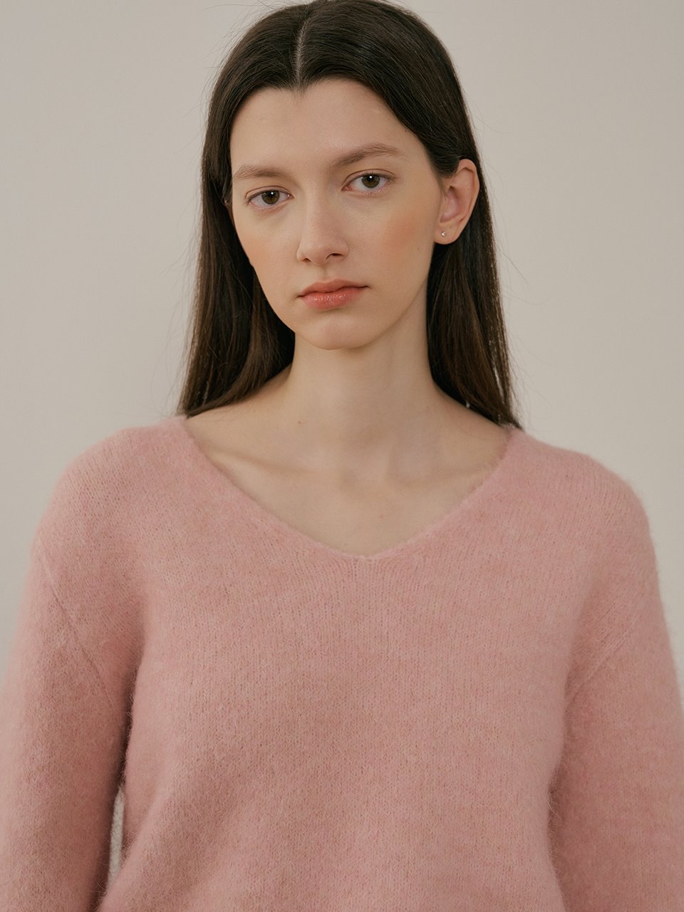 comos&#039;622 Alpaca V-neck cropped knit (light pink)