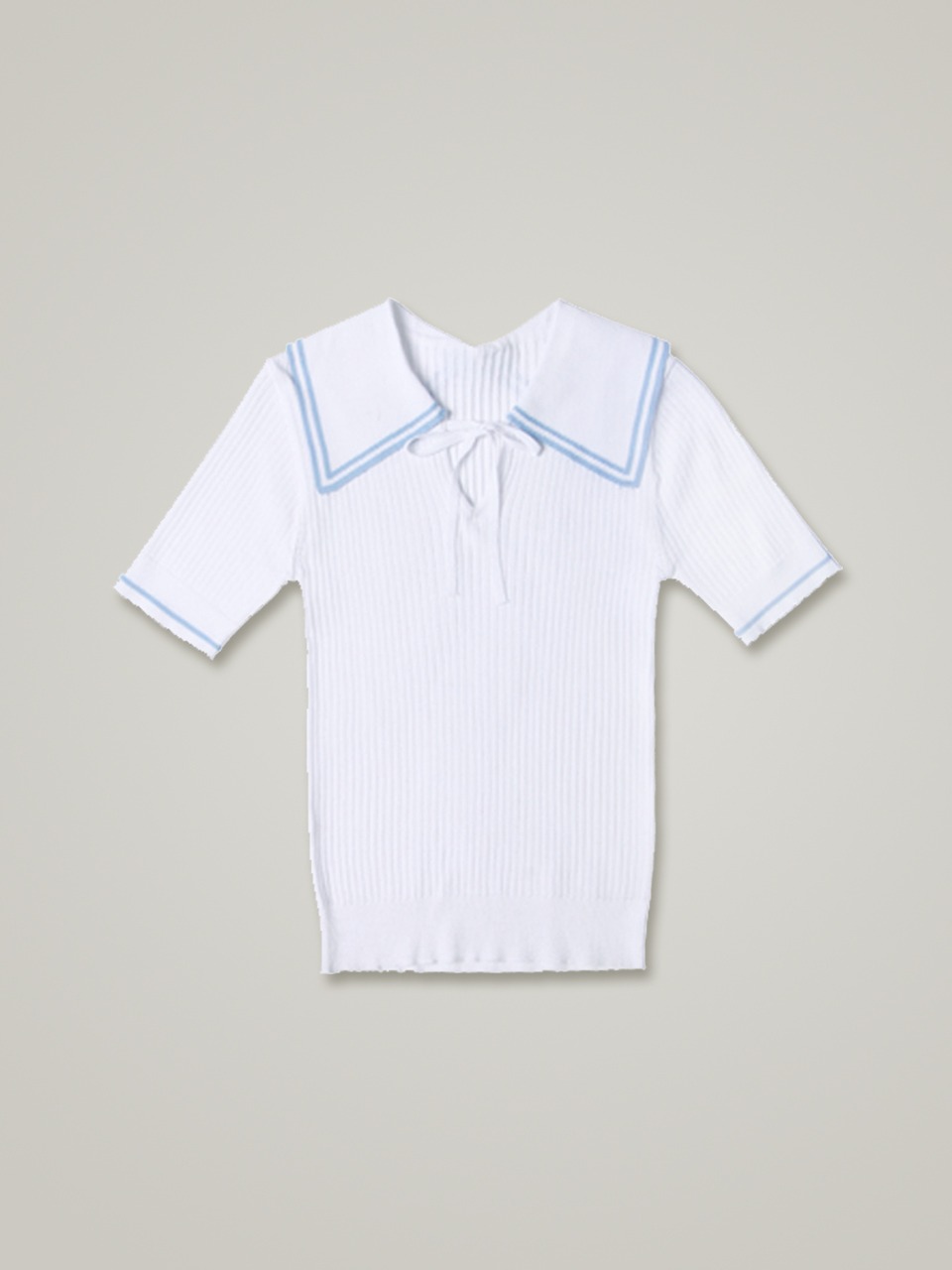 comos&#039;508 V-neck two-line sailor knitwear (white)