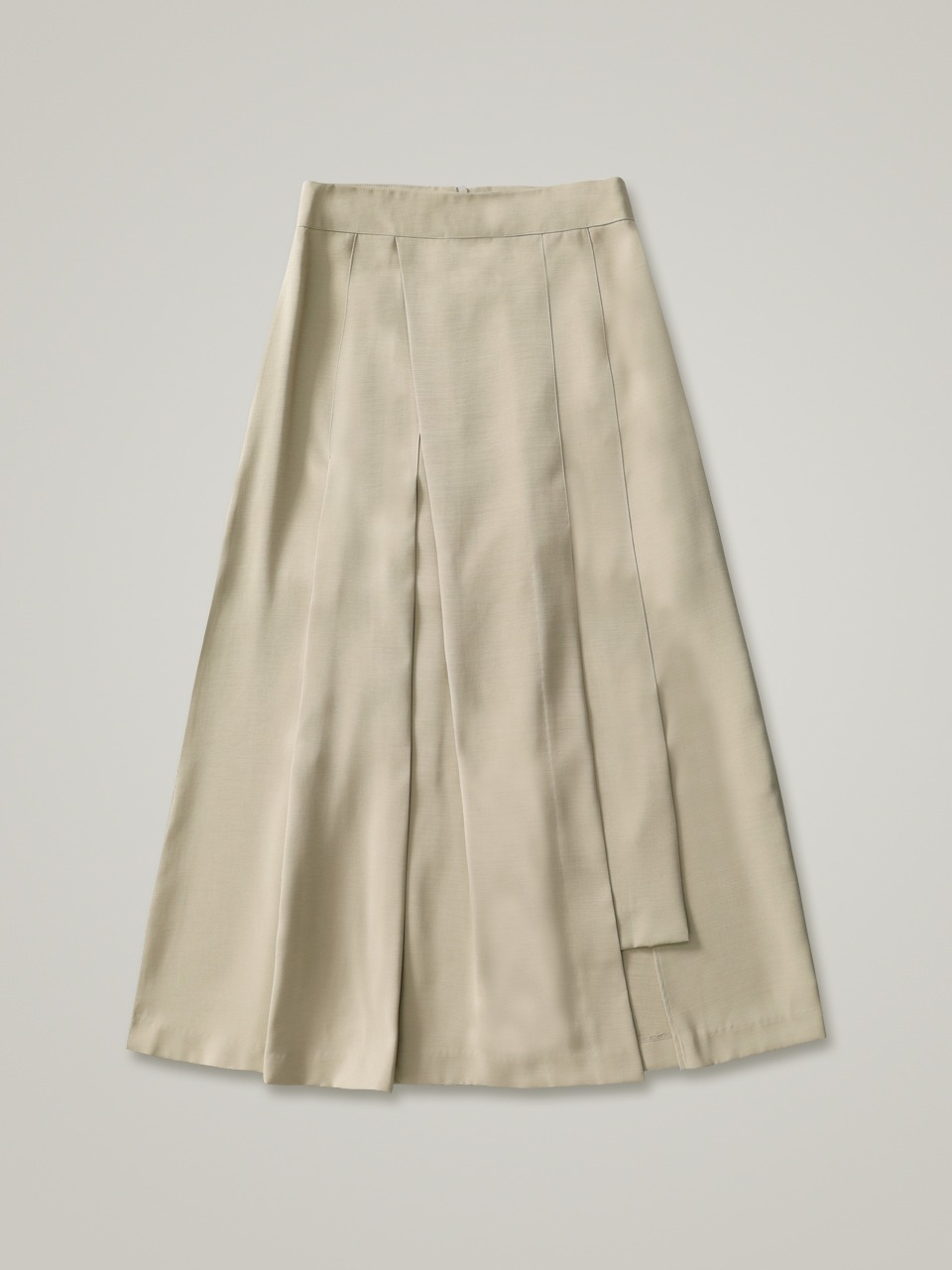 comos 871 unbalance pleats flared skirt (beige)