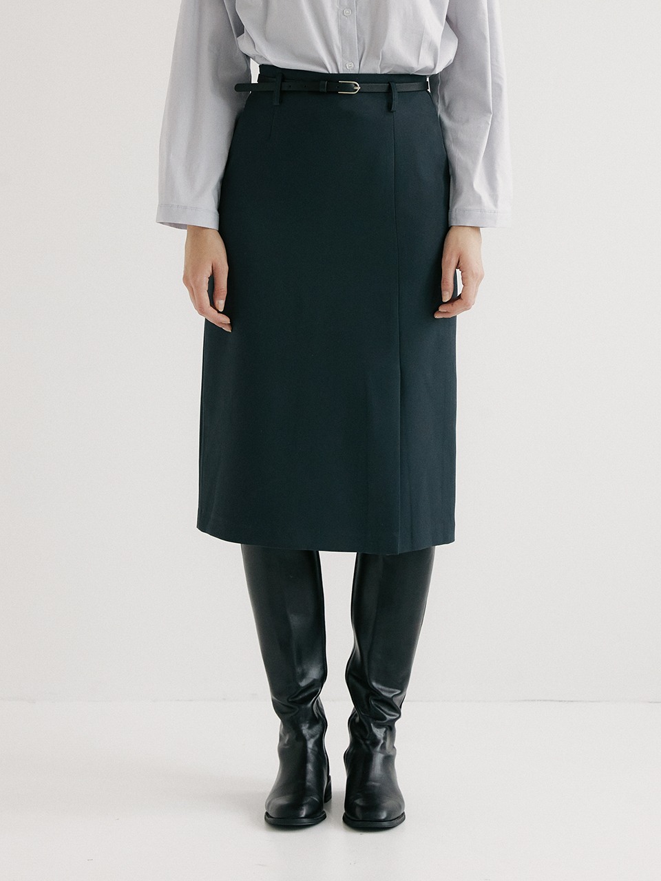 comos&#039;559 Belt Setup Midi skirt (dark grey)