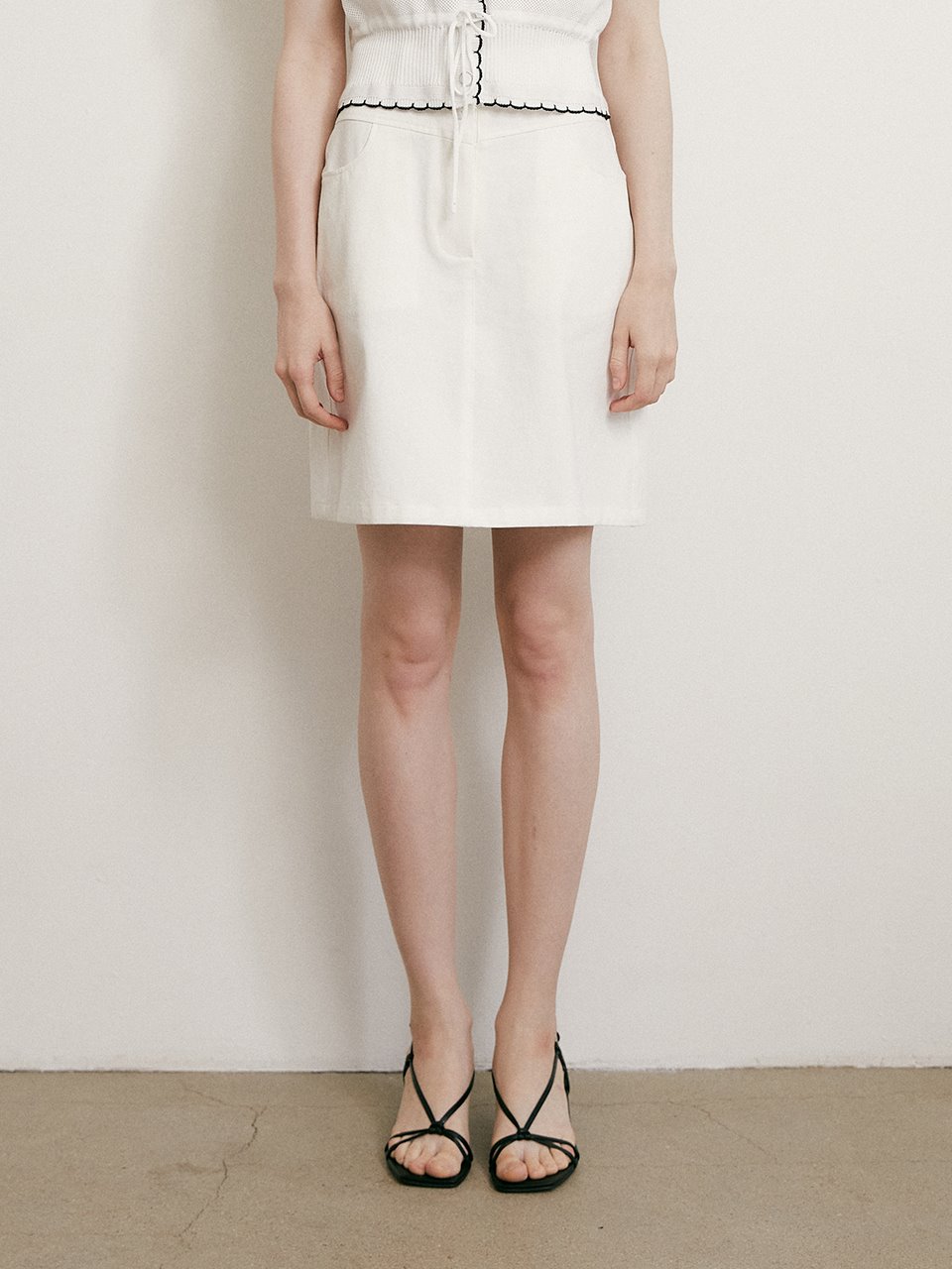 comos&#039;533 yoke A-line cotton skirt (white)