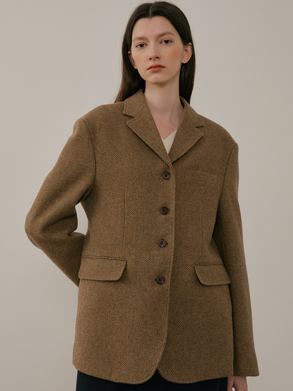 comos&#039;628 shetland tweed wool jacket (camel)