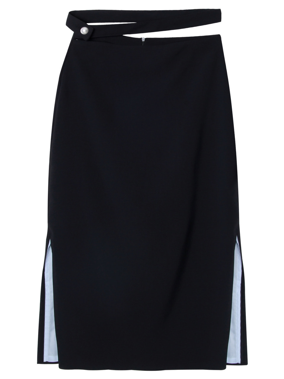 comos&#039;34 belt-point slit long skirt (black)