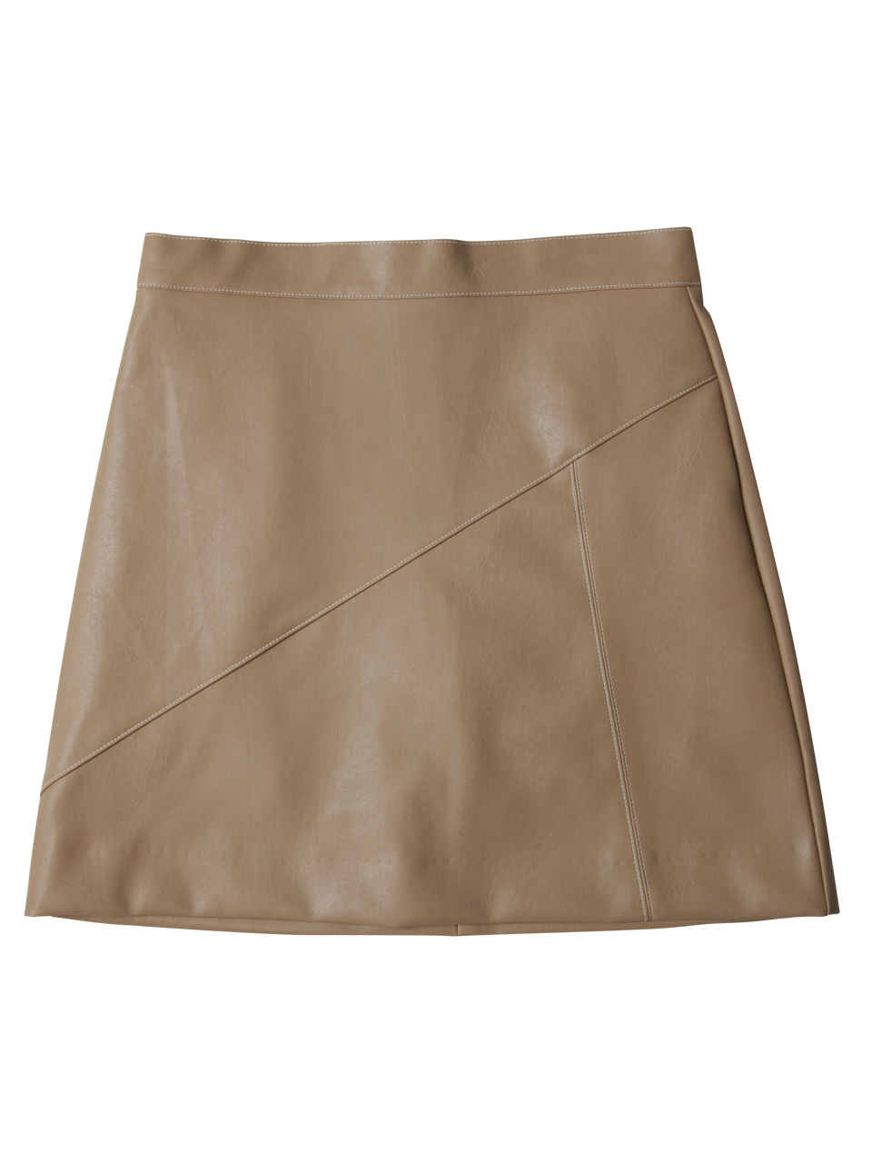 comos&#039;220 leather stitch skirt (beige)
