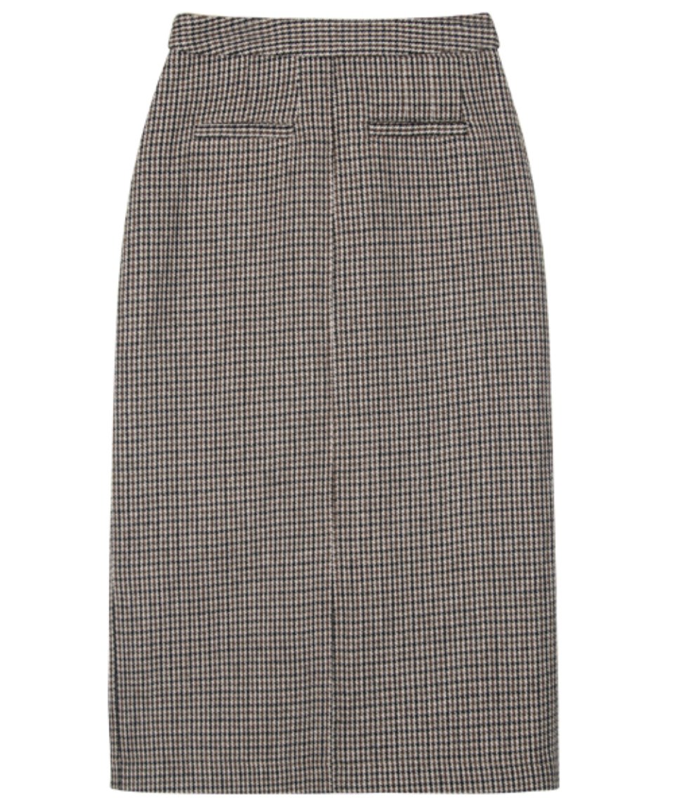 comos&#039;451 H-line wool check skirt (brown)