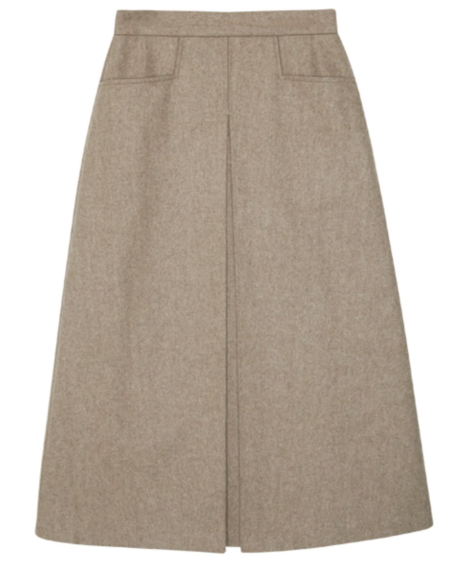 comos&#039;452 inverted pleats long skirt (mocha)