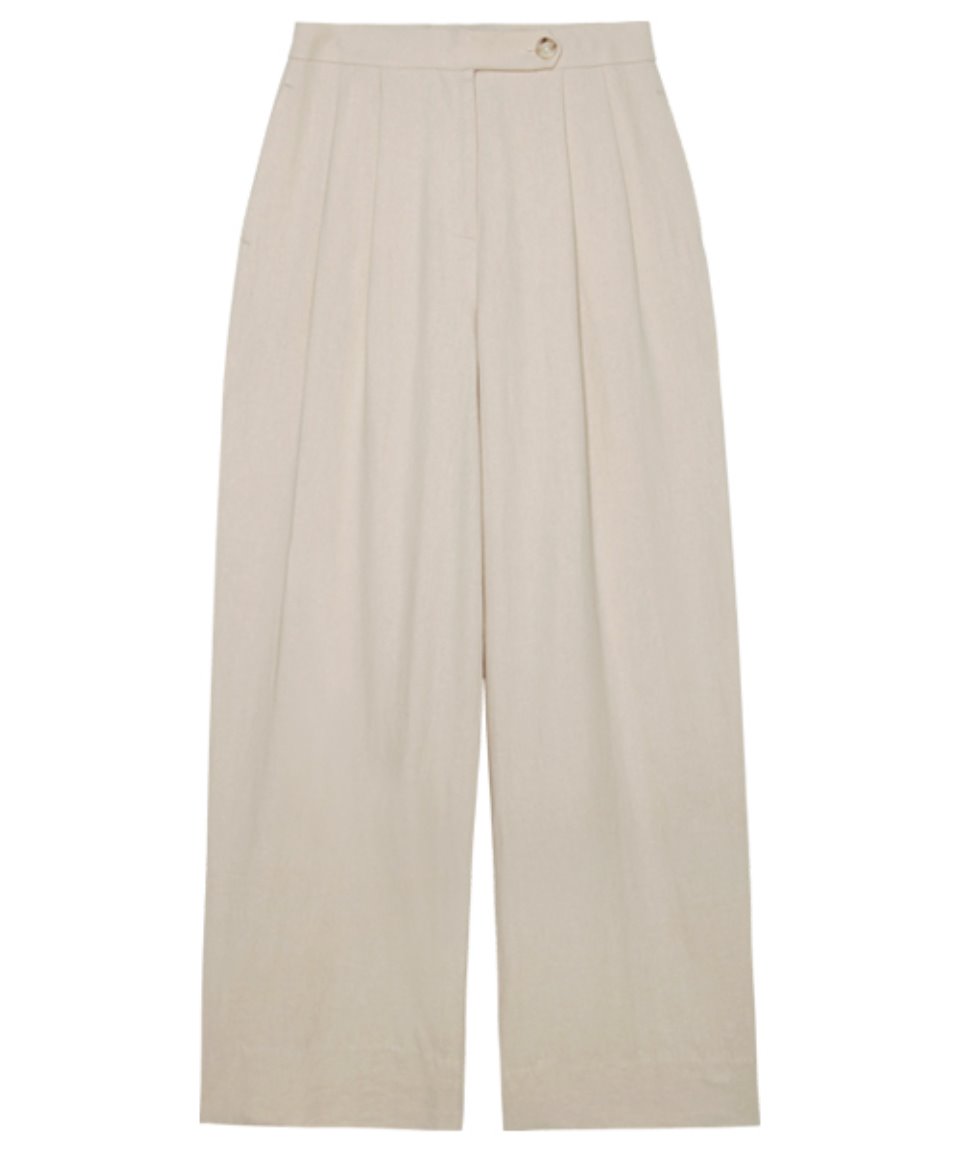 comos&#039;504 linen two-tuck wide pants (light beige)