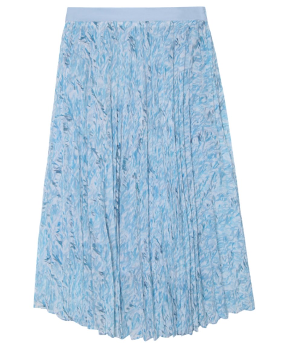 comos&#039;535 Print Pleats Skirt (Blue green)