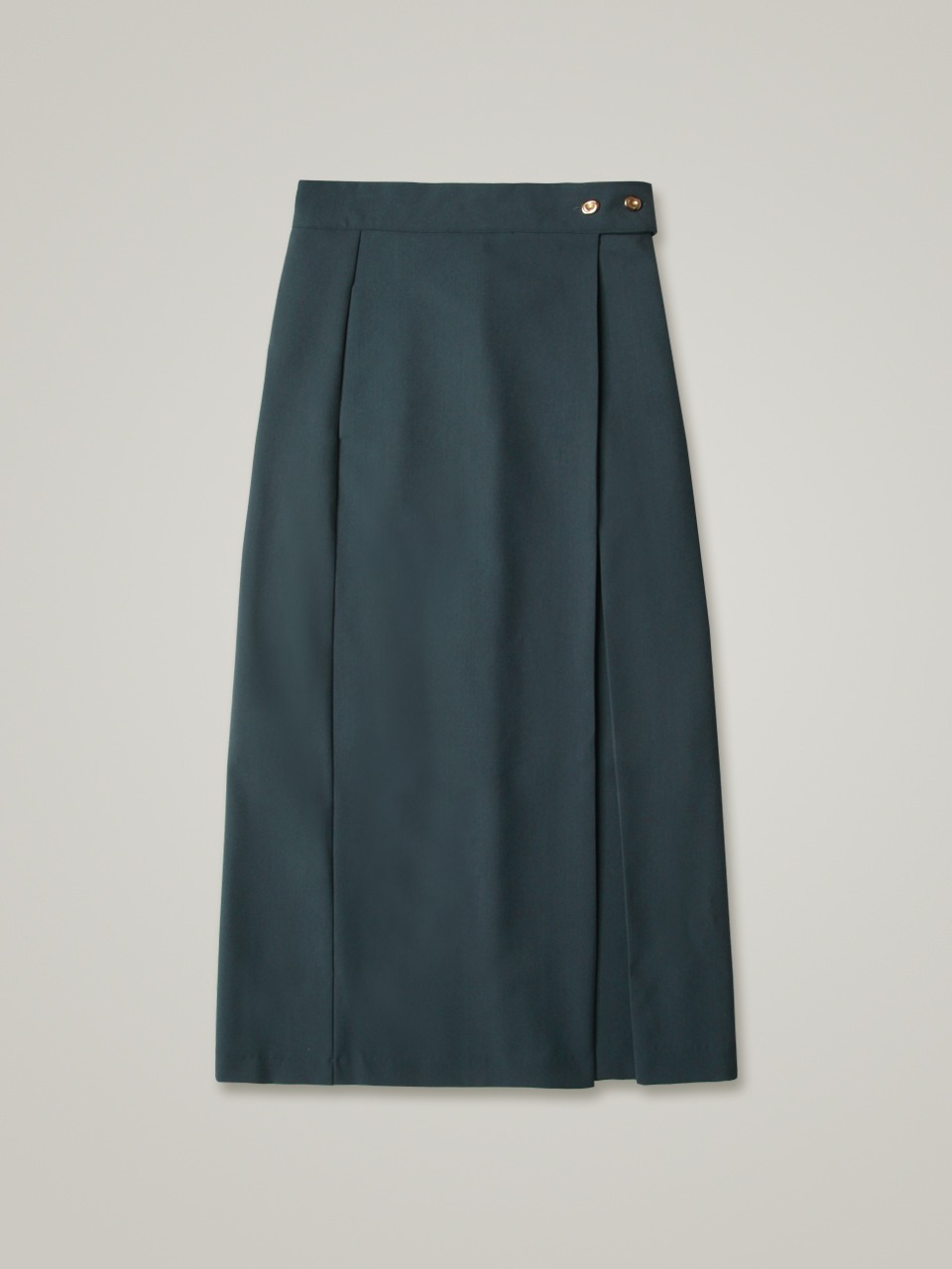 comos 705 button point belted warp skirt (bluish green)