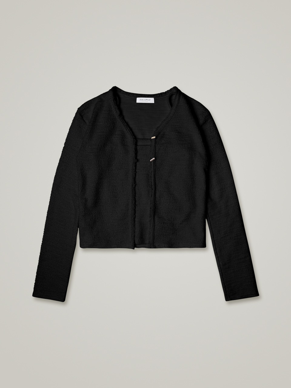 comos 770 tweed two-button cardigan set (black)