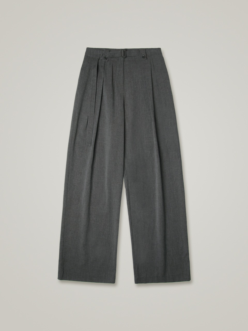 comos 759 two tuck wide wool belted pants (gray)