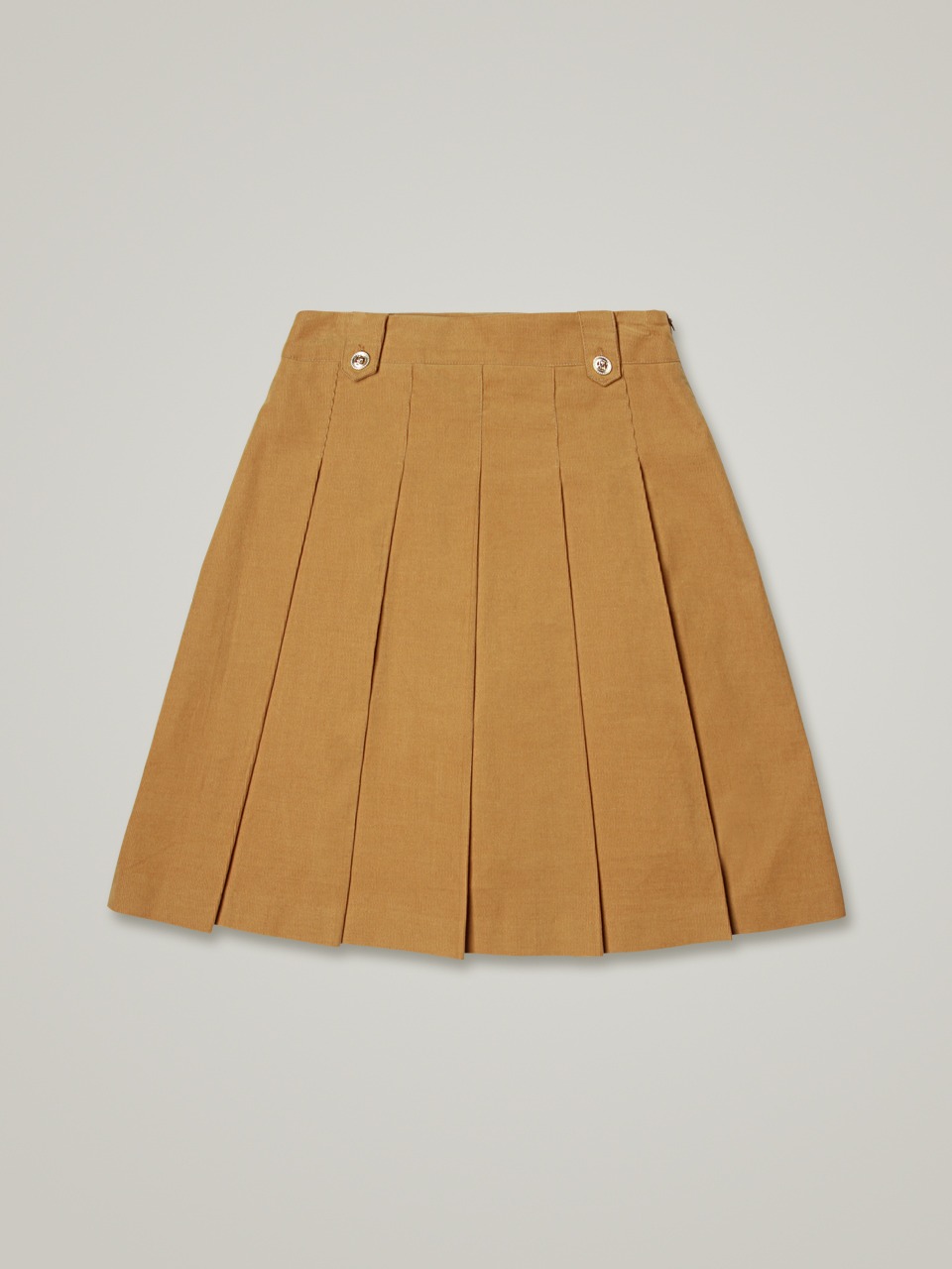 comos 732 button point corduroy pleats skirt (camel)