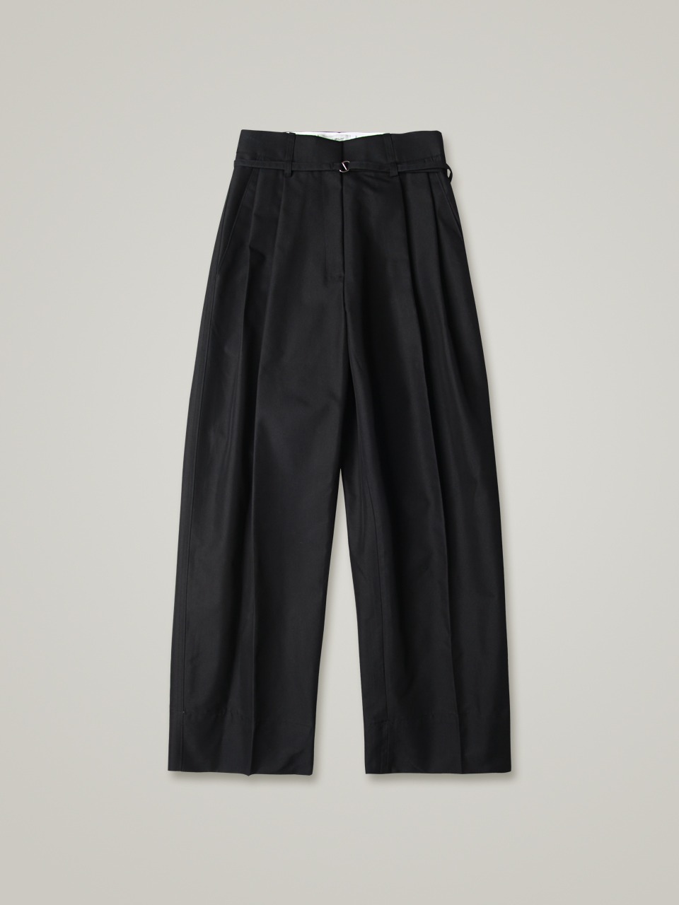 comos 703 cotton pin-tuck wide slacks (black)
