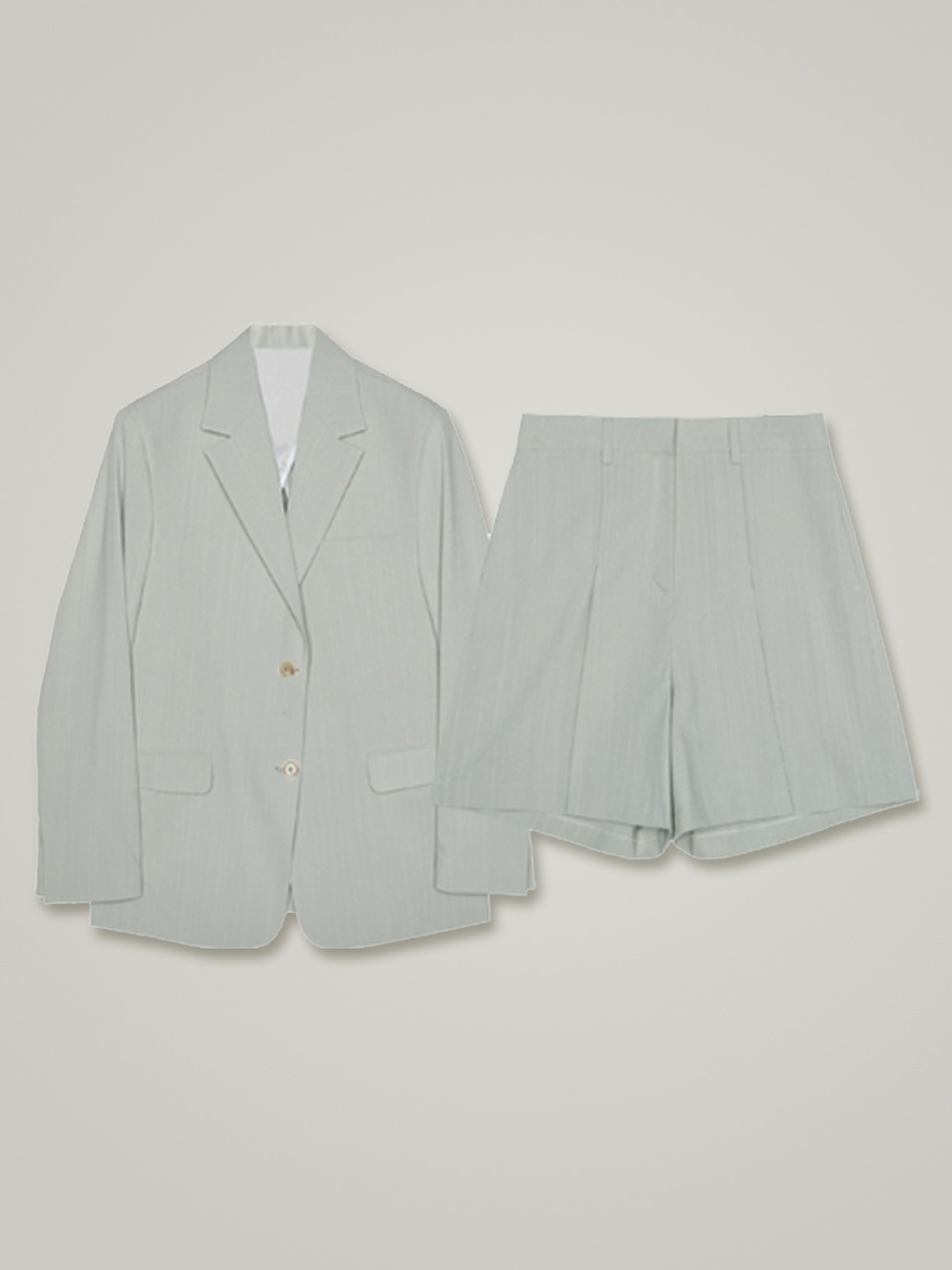 (set) Slub Single Jacket (Light Mint)+Slub Pintuck Shorts (Light Mint)