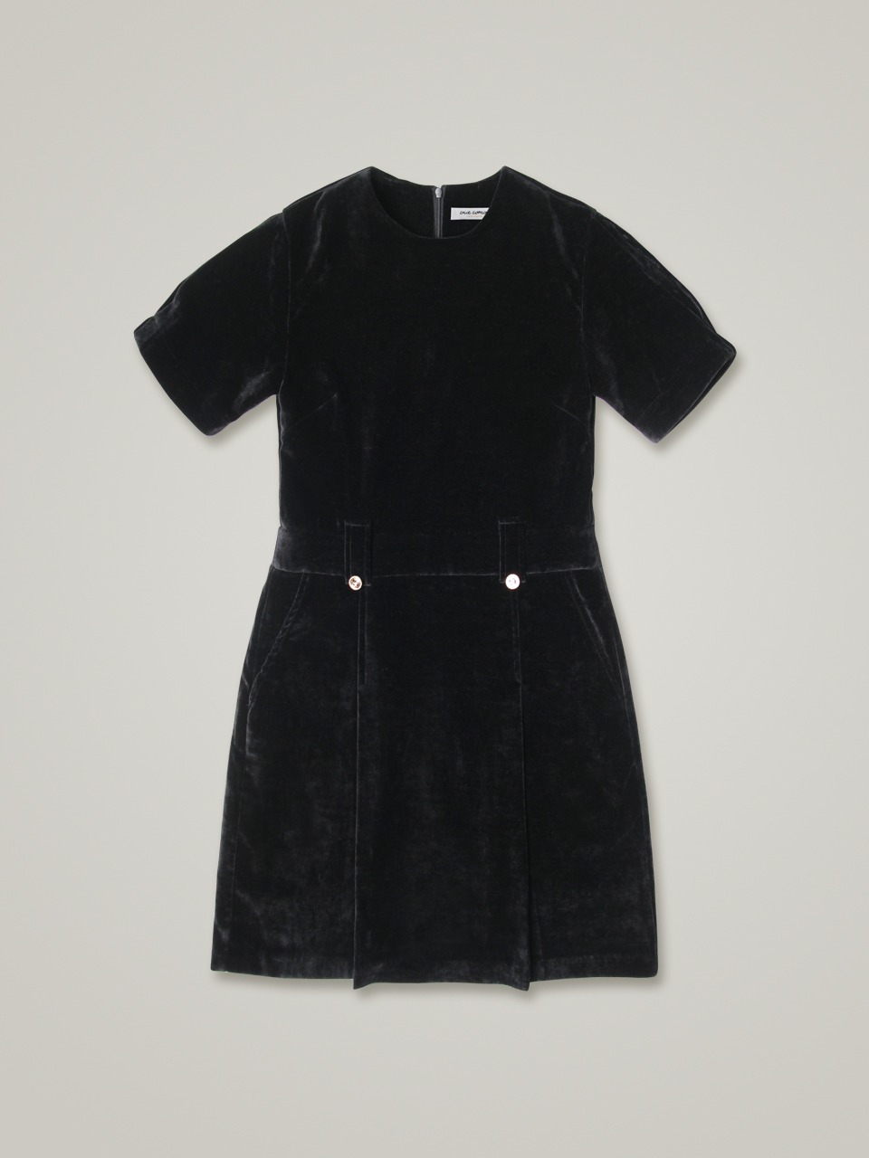 comos 753 button point velvet mini dress (black)