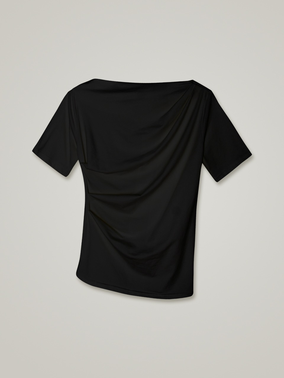 comos 682 pin tuck off shoulder T-shirt (black)