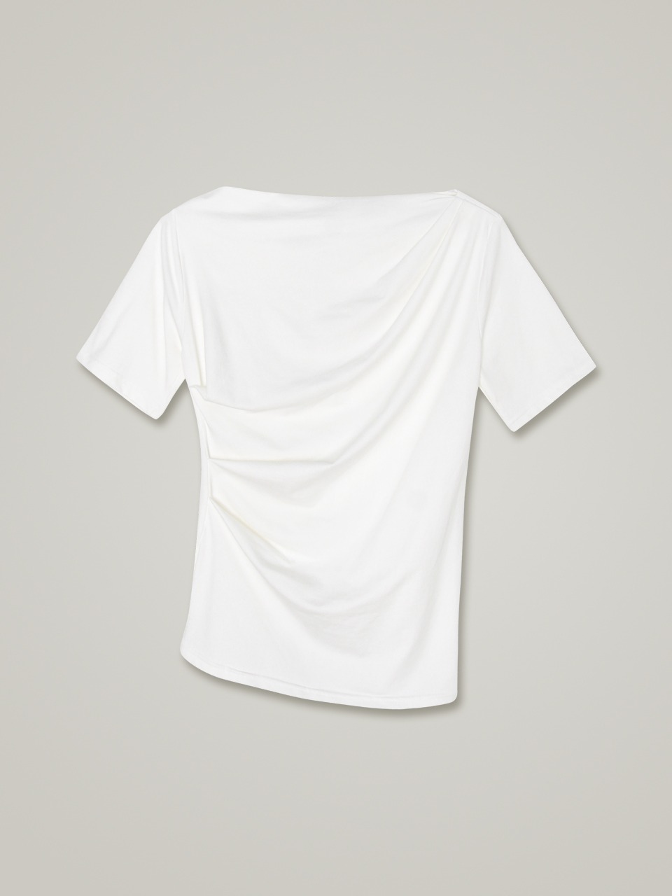 comos 683 pin tuck off shoulder T-shirt (white)